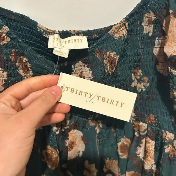 Thirty/Thirty Green Floral Dress NWT Sz L - Picture 3 of 4
